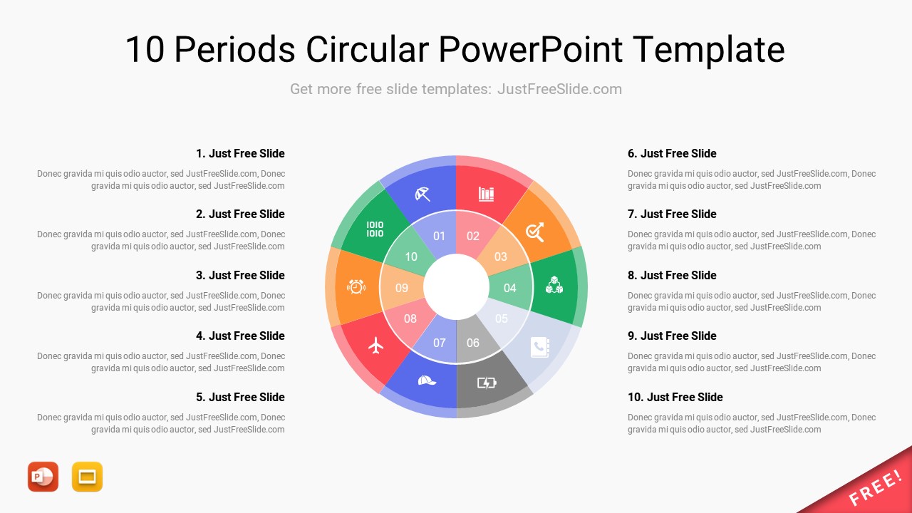 10 Periods Circular PowerPoint Template