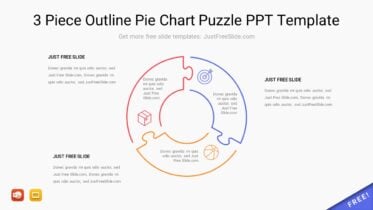 3 Piece Outline Pie Chart Puzzle PPT Template