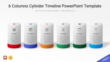 Free 6 Columns Cylinder Timeline PowerPoint Template