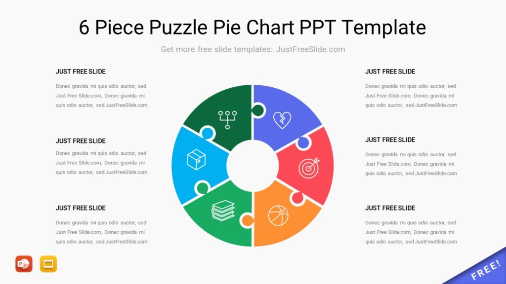 6 Piece Pie Chart PPT Template - Just Free Slide