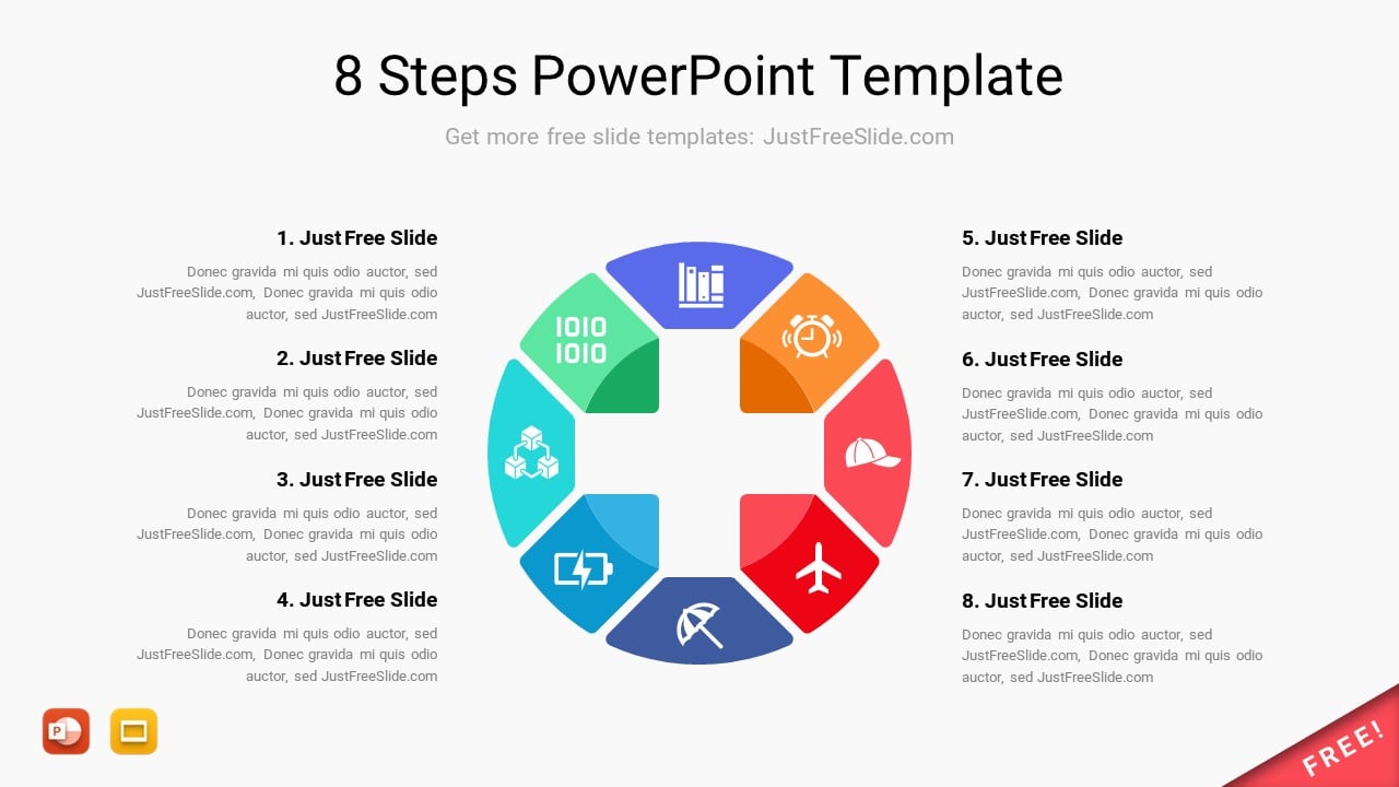 8 Steps PowerPoint Template Free Download