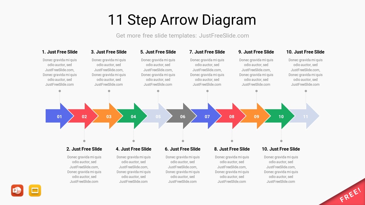 Arrow Diagram for PowerPoint - 4,5,6,7,8,9,10,11 Steps