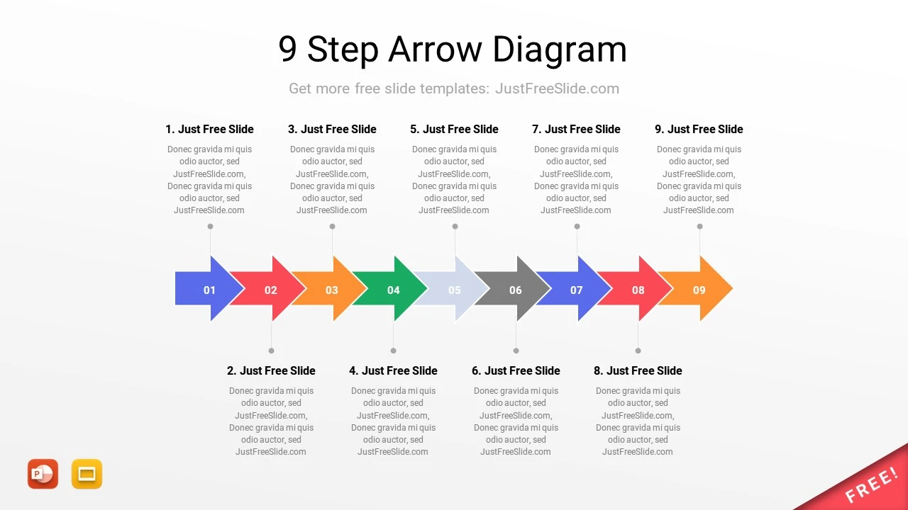 Arrow Diagram for PowerPoint 9 Steps