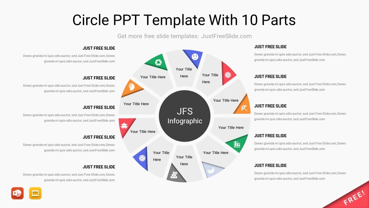 Circle PPT Template With 10 Parts