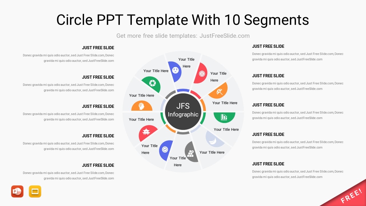 Circle PPT Template With 10 Segments