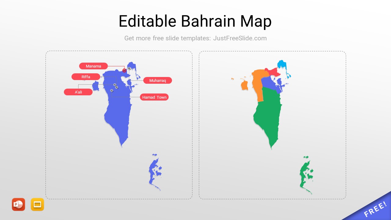 Free Editable Bahrain Map for PowerPoint