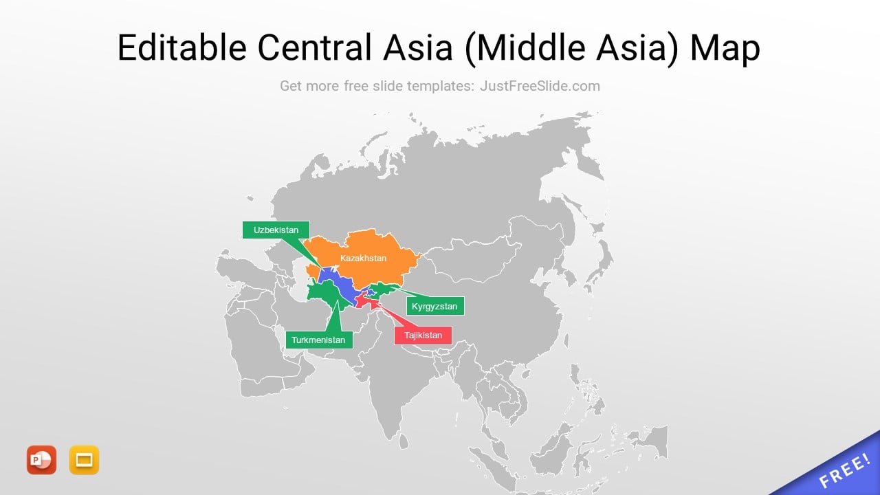 Editable Central Asia (Middle Asia) Map