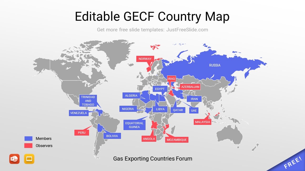 Editable GECF Country Map