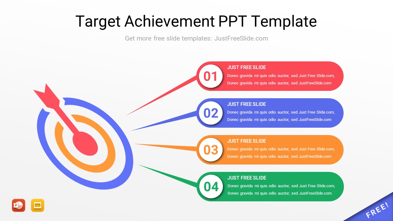 Target Achievement PPT Template (5 Slides) Free Download | Just Free Slide