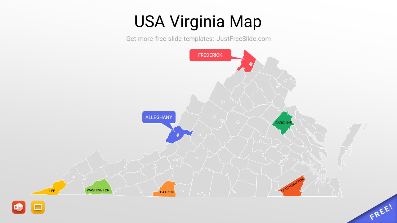 USA Virginia Map With Cities