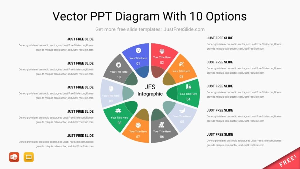 Vector Semicircle Infographic 9 10 12 Options Just Free Slide