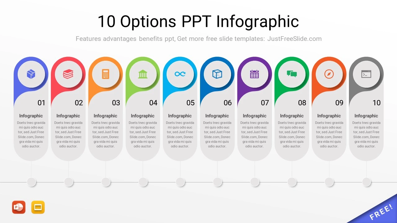 10 Options PPT Infographic - Horizontal