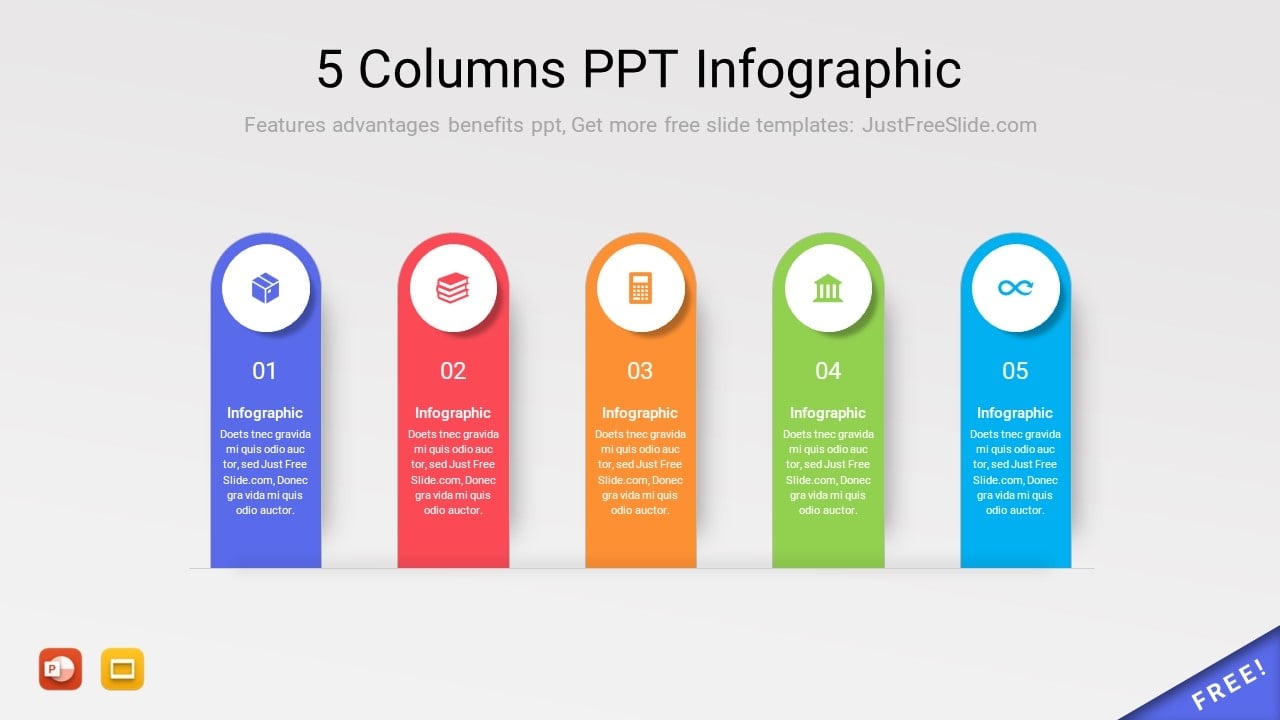 5 Columns PPT Infographic Free Download (11 Layouts)