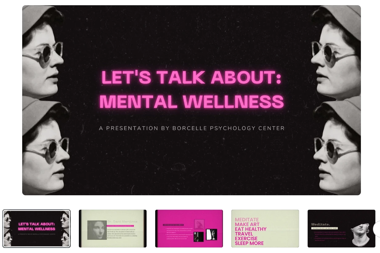 Black & Pink Vintage Minimalist Mental Health Presentation Template Created by AV Creatives