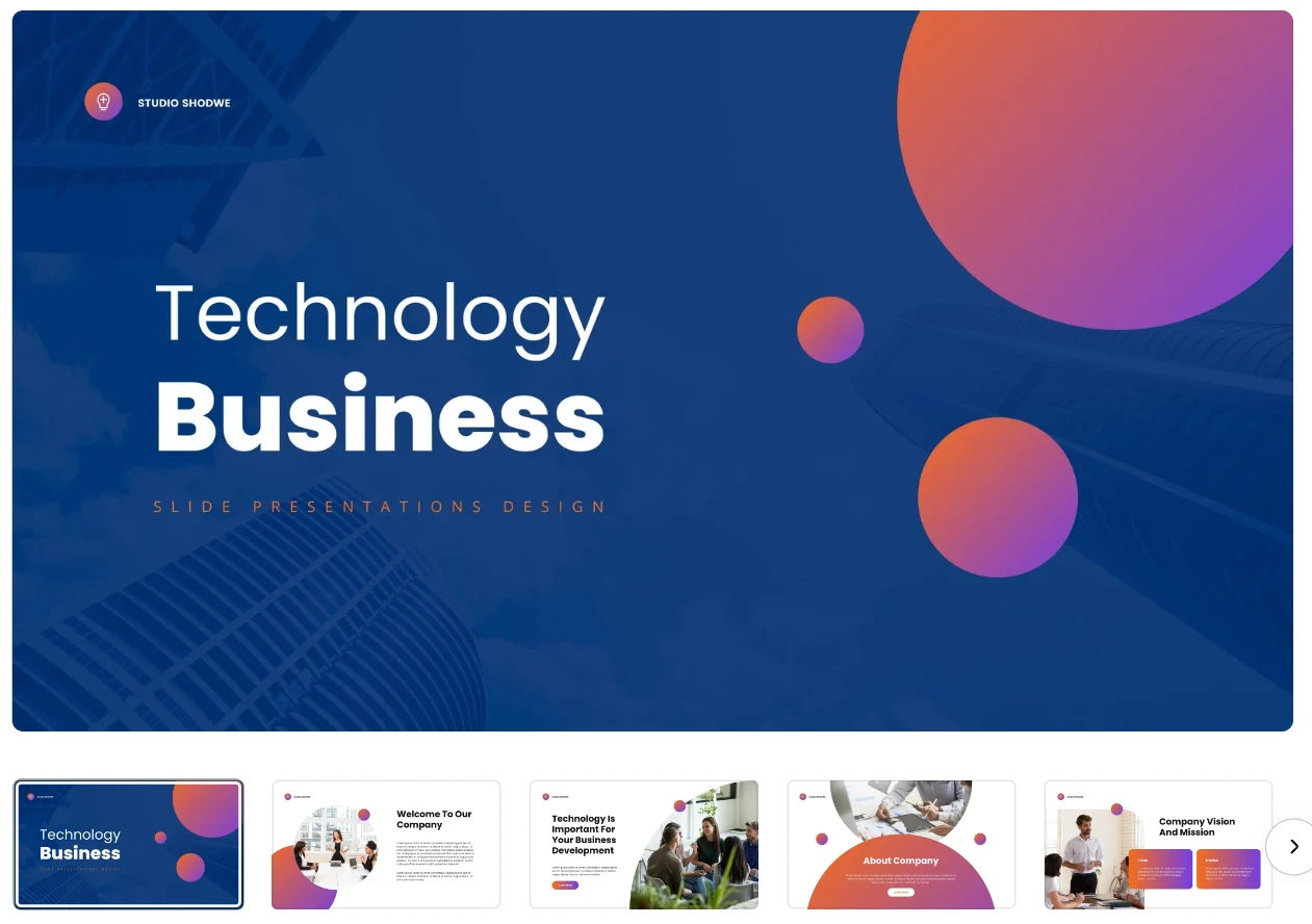 A Preview of Blue Modern Technology Business Presentation Template