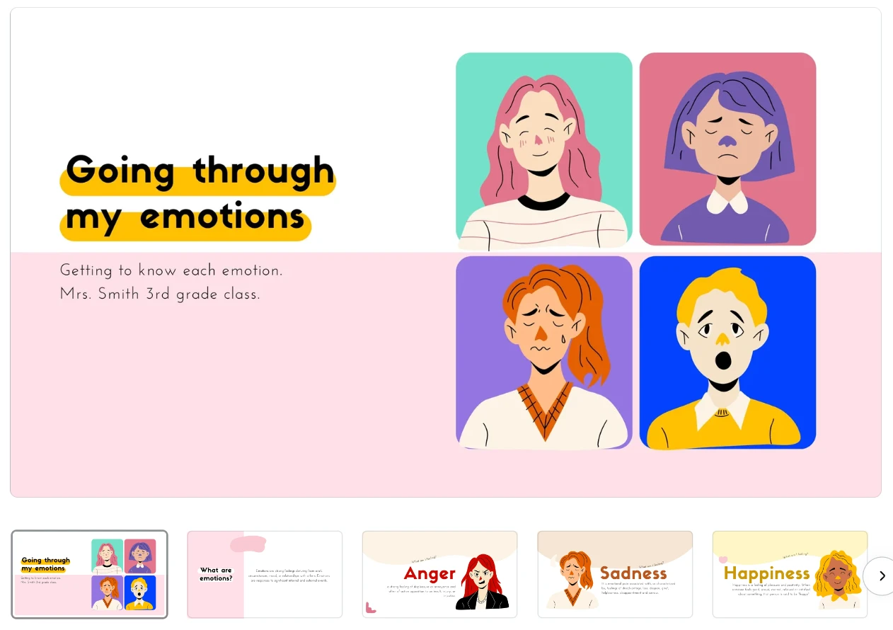 Colorful Illustrative Emotions Presentation Template By Dani Quintana