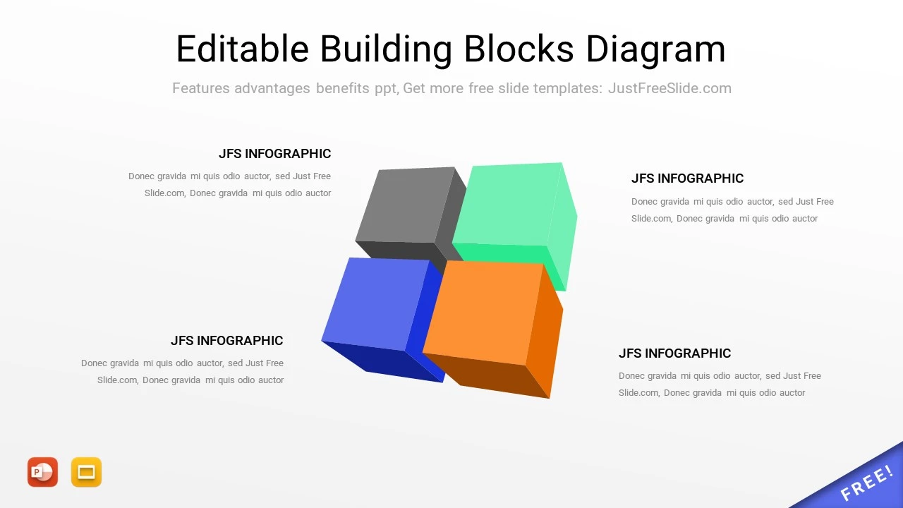 3D Editable Building Blocks PowerPoint Template