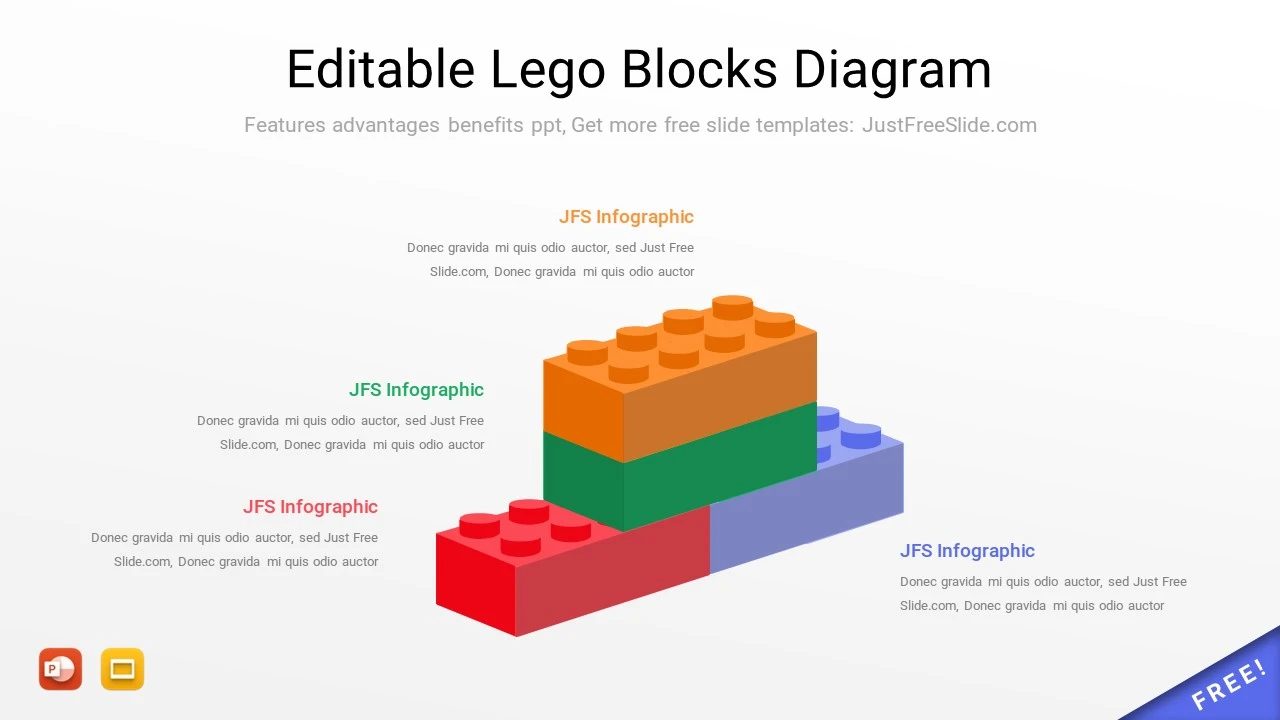 Editable Lego blocks diagram for PowerPoint