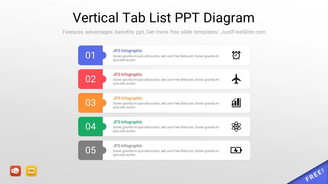 Tabbed List PPT Diagram Style 2