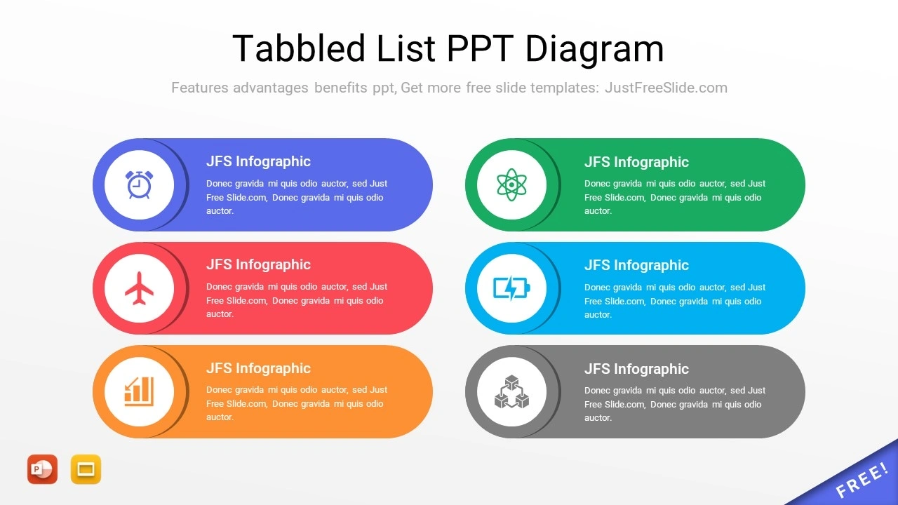Tabbed List PPT Diagram Style 5