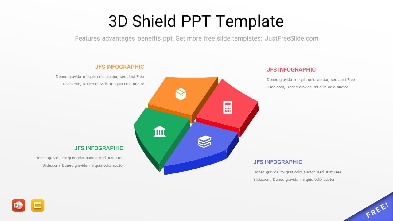 3D Shield PPT Template Free Download