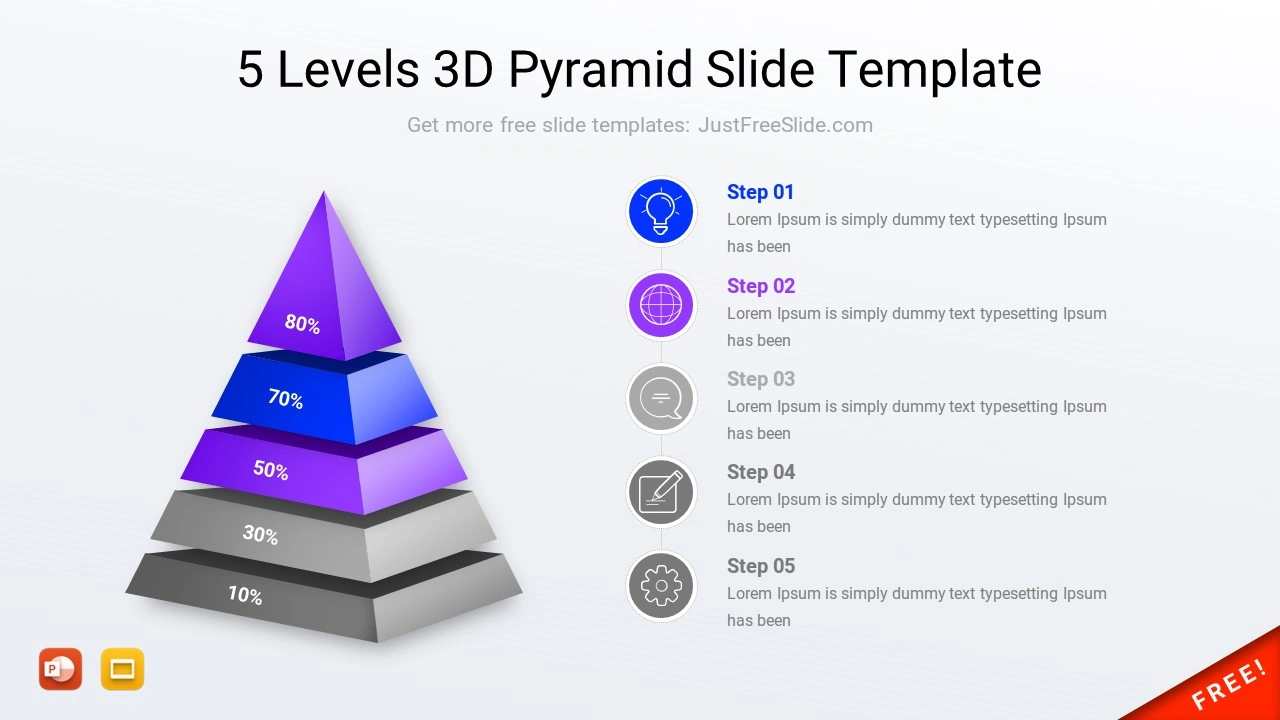 5 Levels 3D Pyramid Slide Template