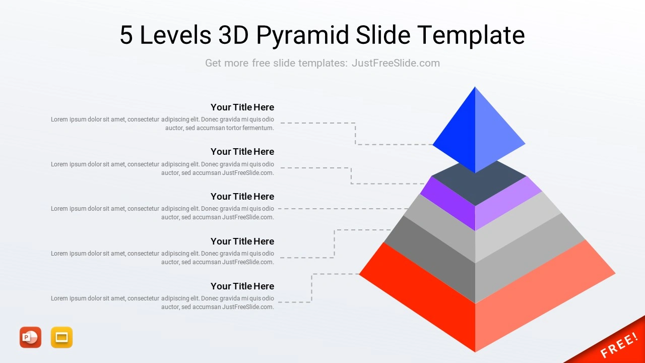5 Levels 3D Pyramid Slide Design Free Download