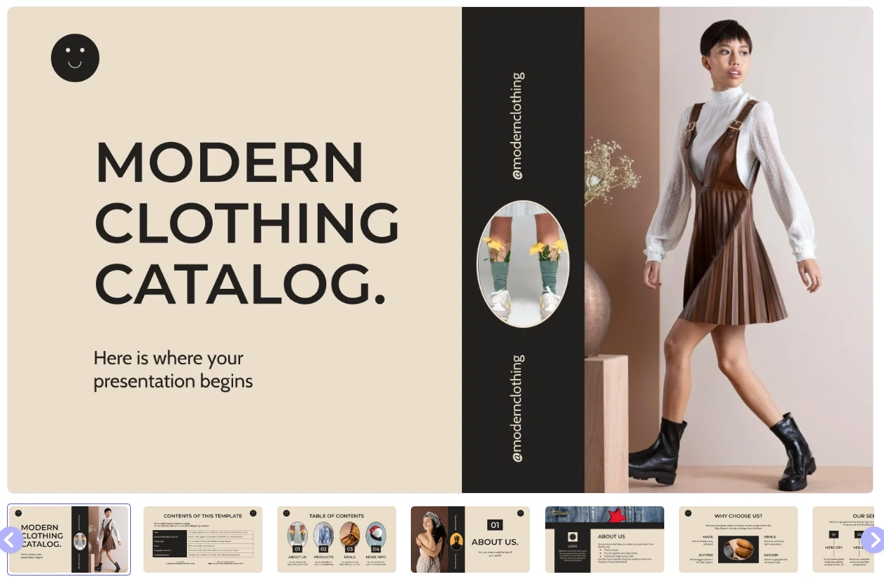 Free Modern Clothing Catalog Presentation Template