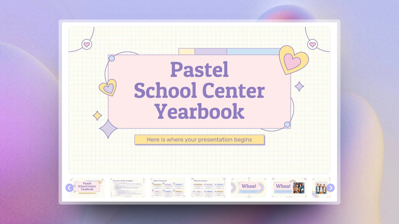 Pastel School Center Yearbook Free Slide Design