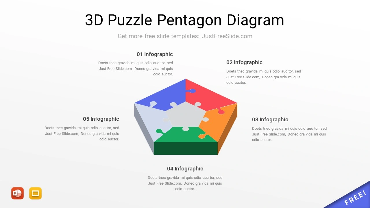 3D Puzzle Pentagon Diagram Free Download