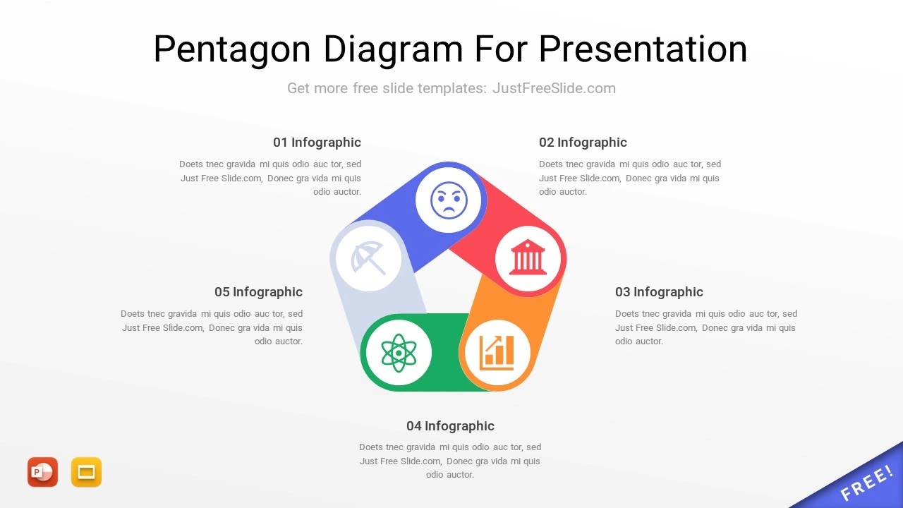 Free Pentagon Diagram for Presentation