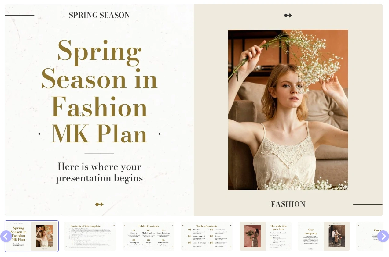 Spring Season in Fashion MK Plan PowerPoint Template