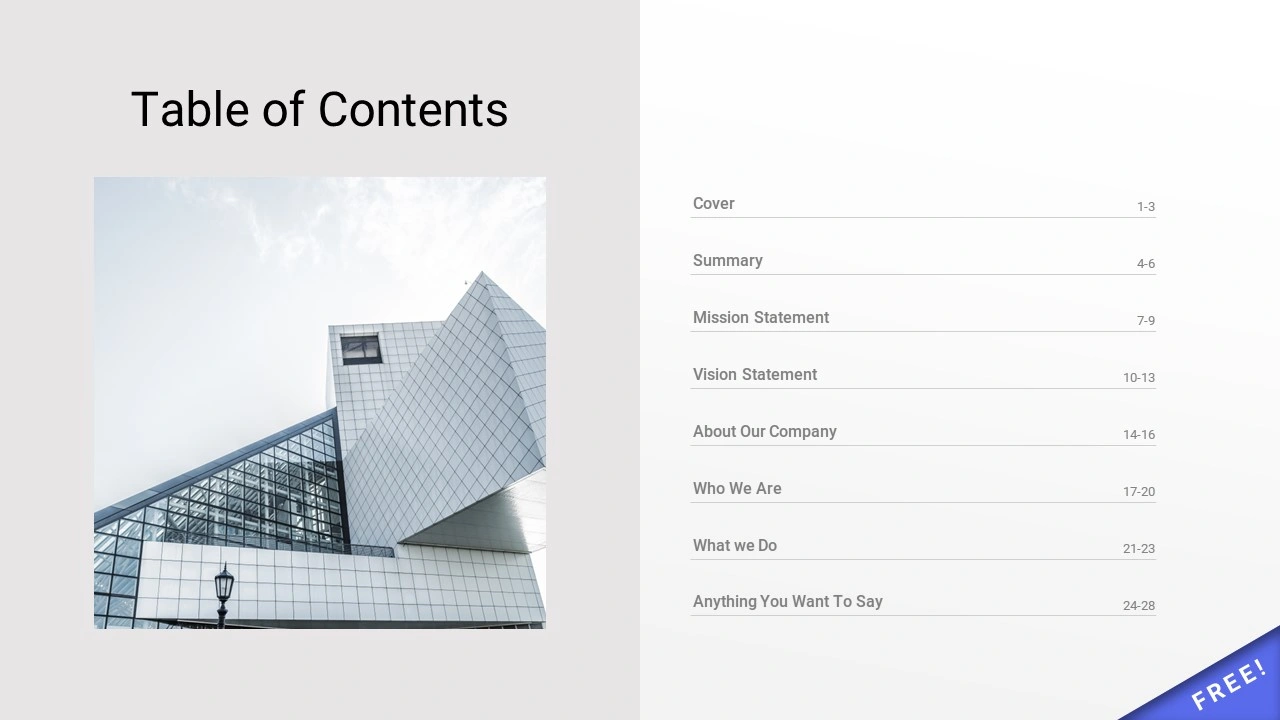 Two Columns Table of Contents PowerPoint Template