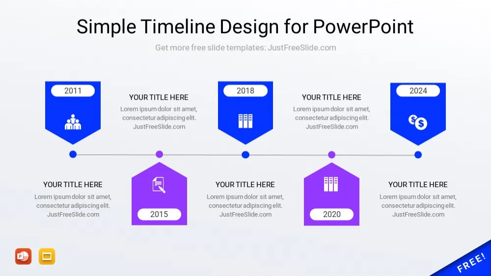 Simple Timeline Design for PowerPoint with icons