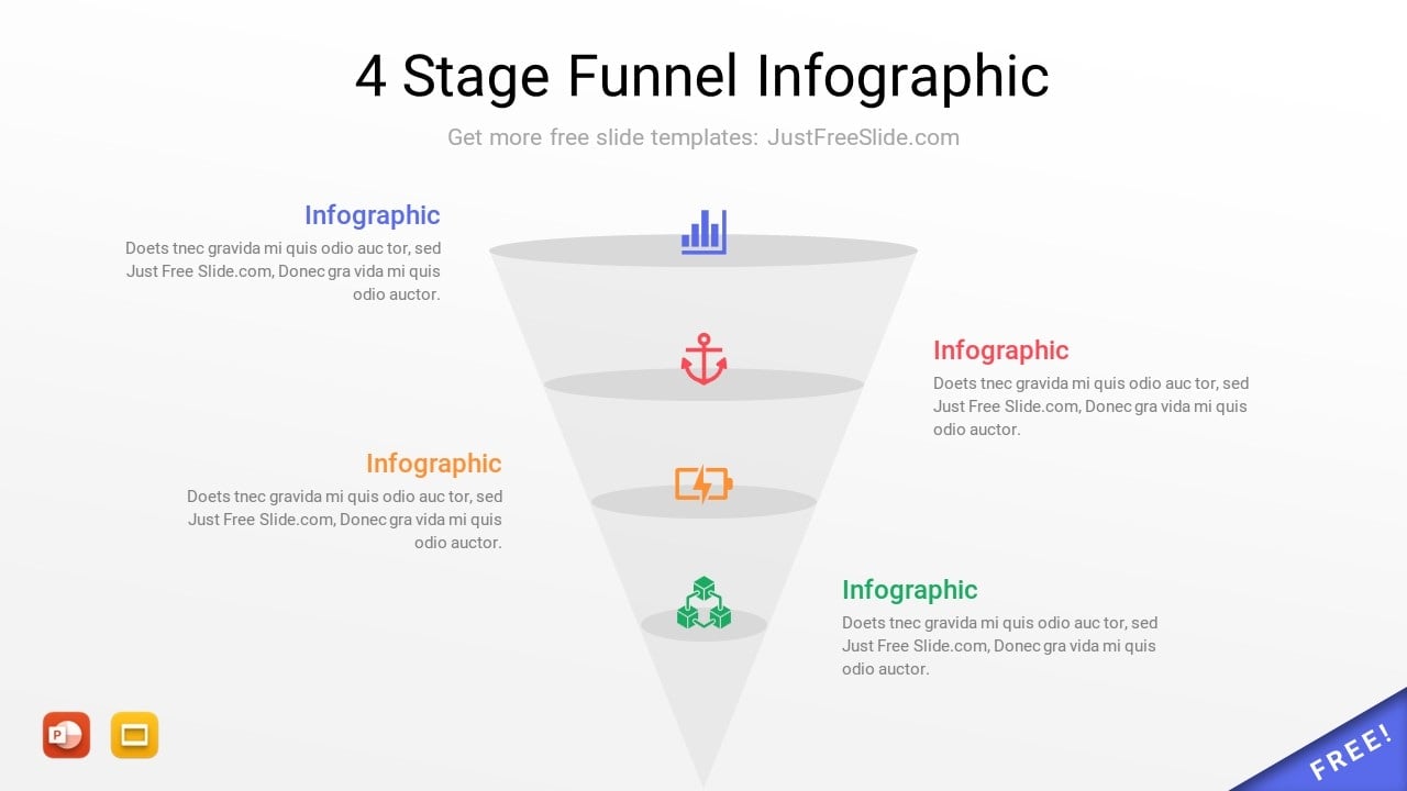 4 Stage Funnel Infographic Template for PowerPoint