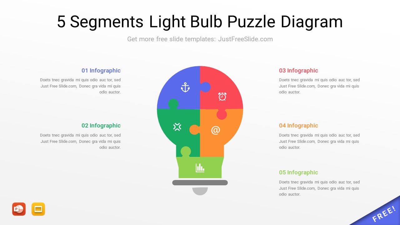 5 Segments Light Bulb Puzzle Diagram Template Free Download