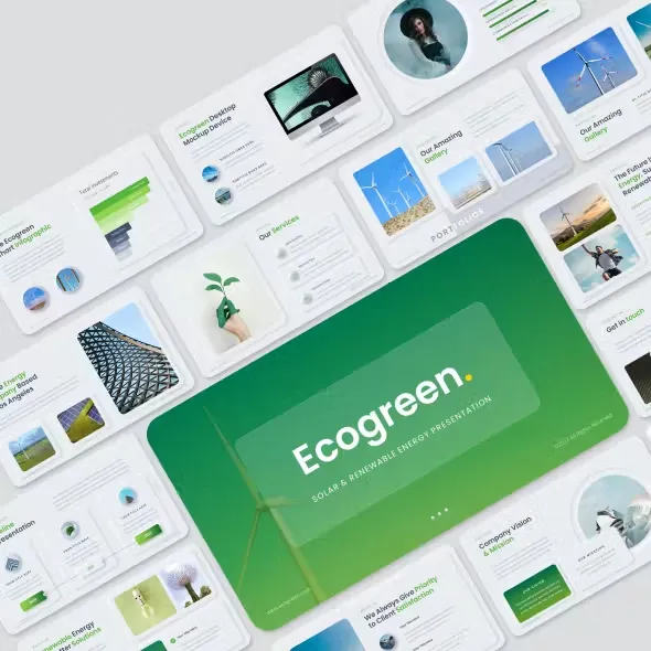 Ecogreen – Neumorphism Renewable Energy PowerPoint Template