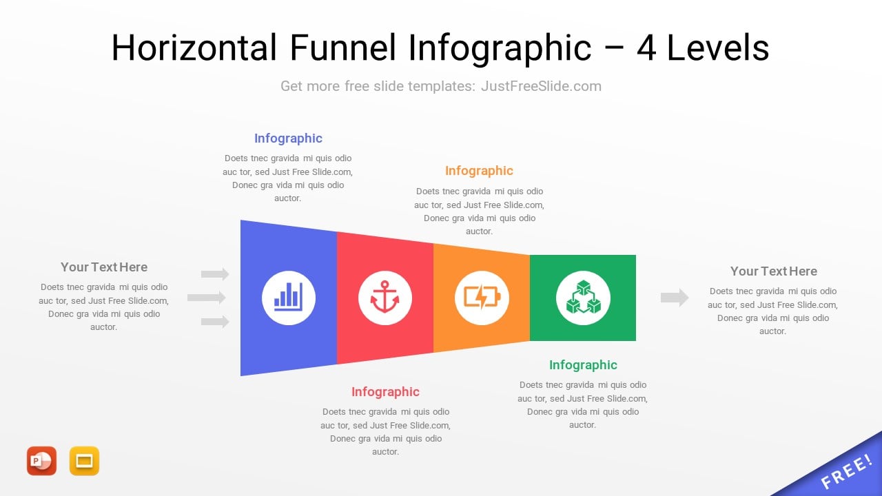 Free Horizontal Funnel Infographic Template – 4 Levels