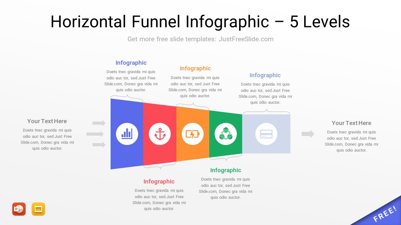 Horizontal Funnel Infographic Template – 5 Levels