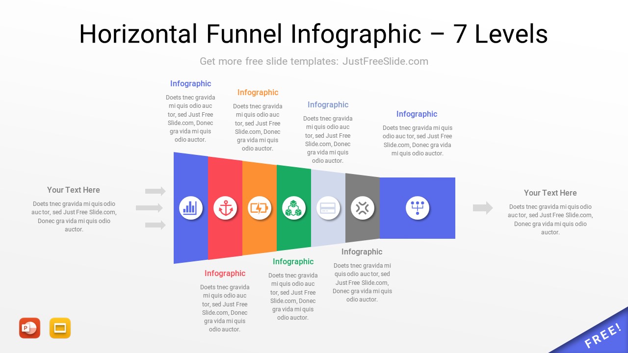 Horizontal Funnel Infographic Template – 7 Levels