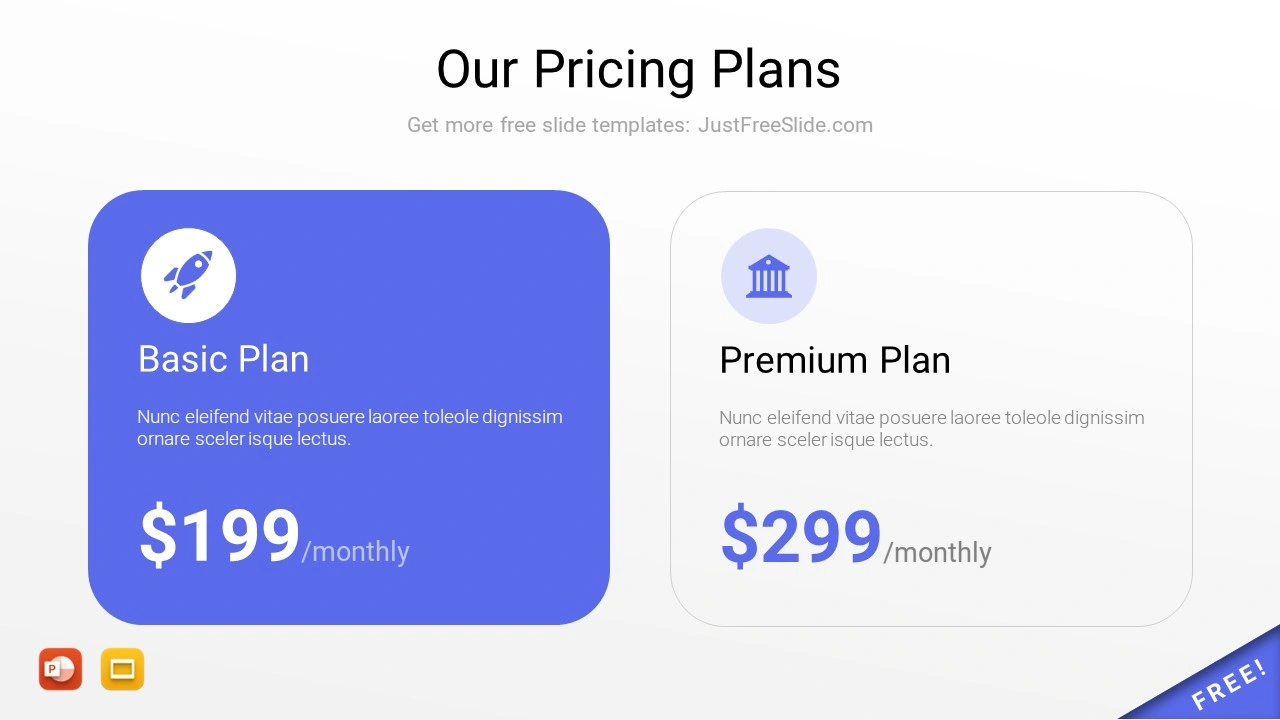 Basic plan and premium plan ppt template