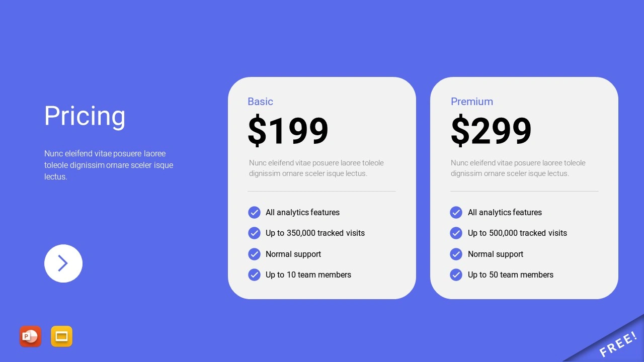 2 pricing plan template for presentation