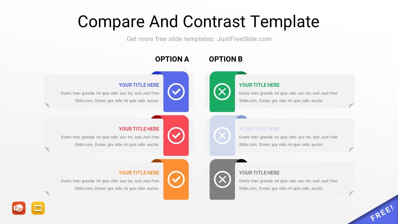 Free Compare And Contrast PowerPoint Template (4 Slides)