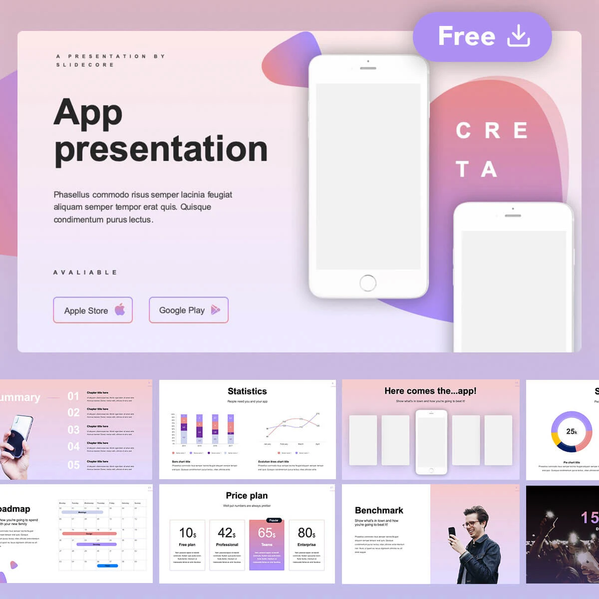 Creta – Free App Presentation Template