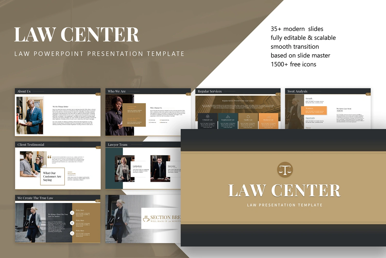 Law center - law powerpoint presentation template