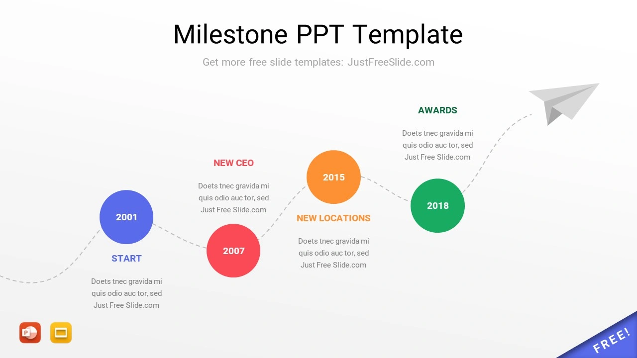 Four stages milestone powerpoint template