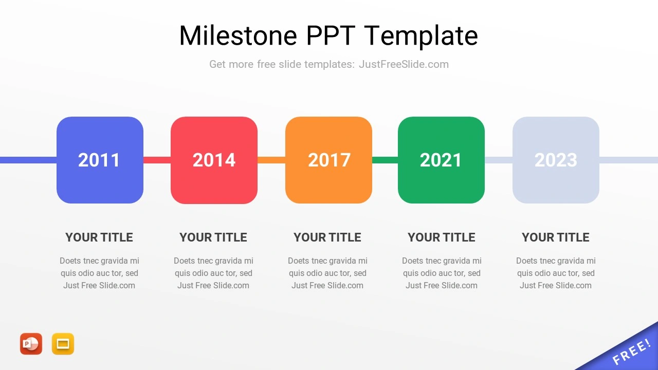 colorful five stage milestone ppt template