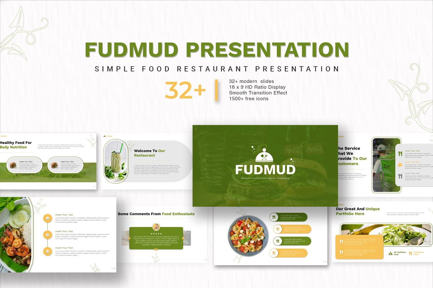 Free Simple Food Restaurant Presentation Template, Fudmud presentation