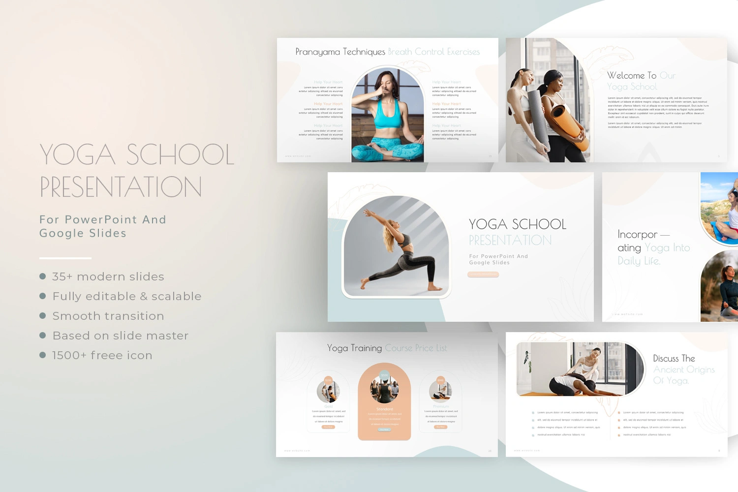 Free Yoga School Presentation Template for PowerPoint and Google Slides