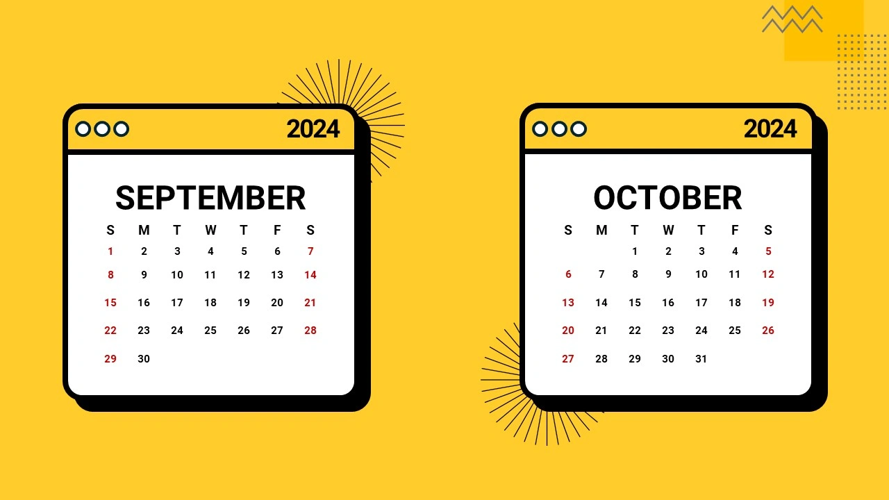 September and October Canendar 2024 PPT Template